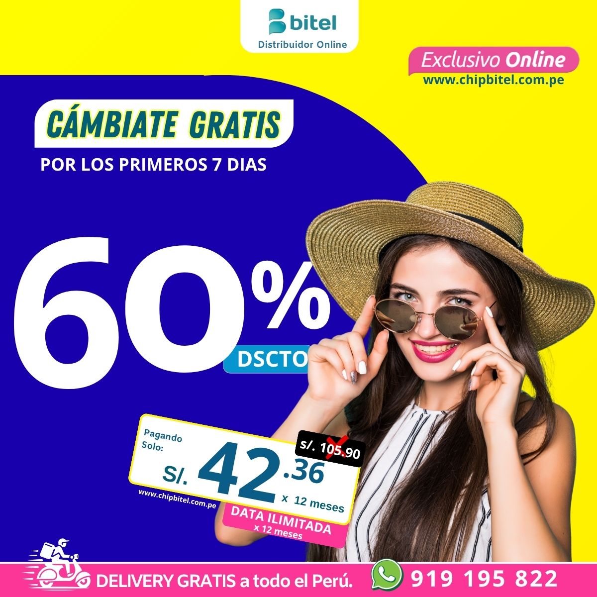 60 % descuento en portabilidad bitel